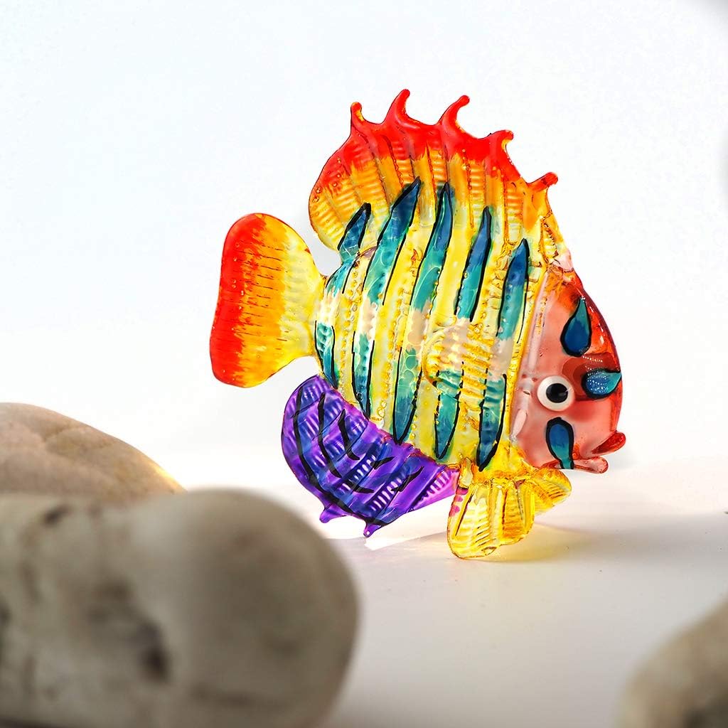ZOOCRAFT Tropical Glass Sea Fish Figurine Hand Blown Art Sealife Collectible Miniature Aquarium Decor: Kitchen & Dining