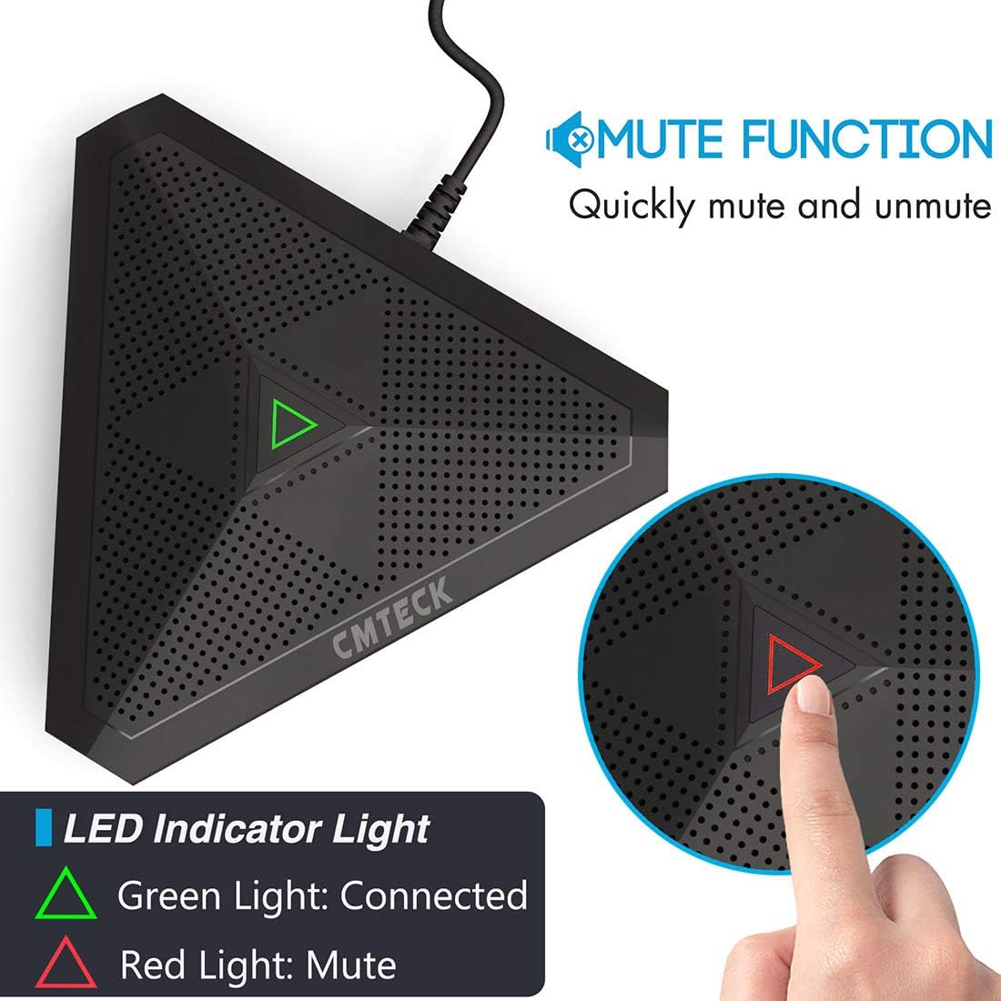 CMTECK USB Desktop Computer CM001 Microphone, Mute Button with LED Indicator, Omnidirectional Condenser Boundary Conference Mic for Recording,Streaming,Gaming,Skype (Windows/Mac): Home Audio & Theater