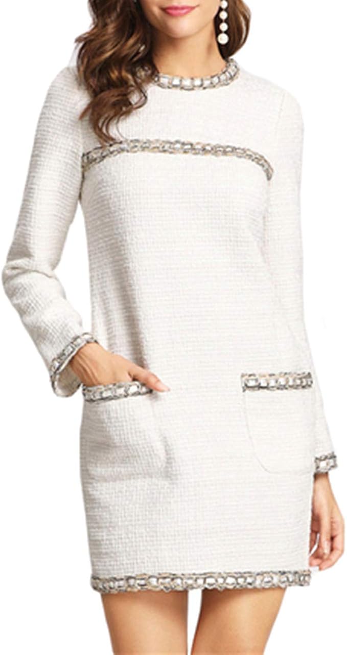 white tweed dress
