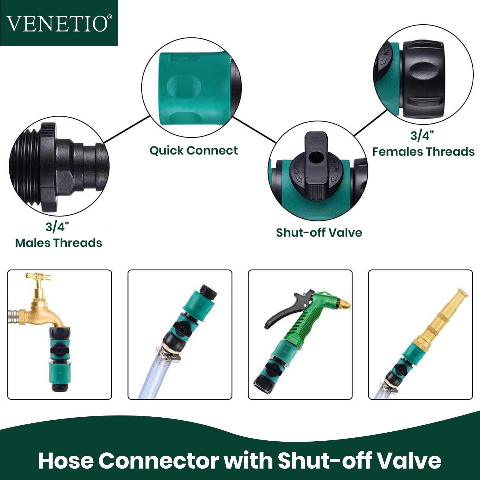 VENETIO 8-Dial Lawn and Garden Feeder Pro with Quick Connect Fittings for Uniform Fertilizing & Watering Plants | Precision Hose Nozzle Sprayer for Liquid Fertilizer, Car/Dog Wash Soap, 16oz Bottle