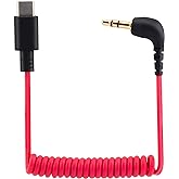 JCMOYUTY TRS to USB C for Rode Mic Cable Sc16 GO ME Android iPhone 15 16 17 | Usb C to 3.5mm Audio Cable for Cellphone, Hollyland Lark M1 M2 MAX 150, Dji Mic 1 2 3, Rode Wireless Go iphone Adapter, Red