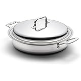 360 Stainless Steel Saute Pan with Lid, 12" Skillet with Side Handles, Handcrafted in the USA, Induction Cookware, Waterless 