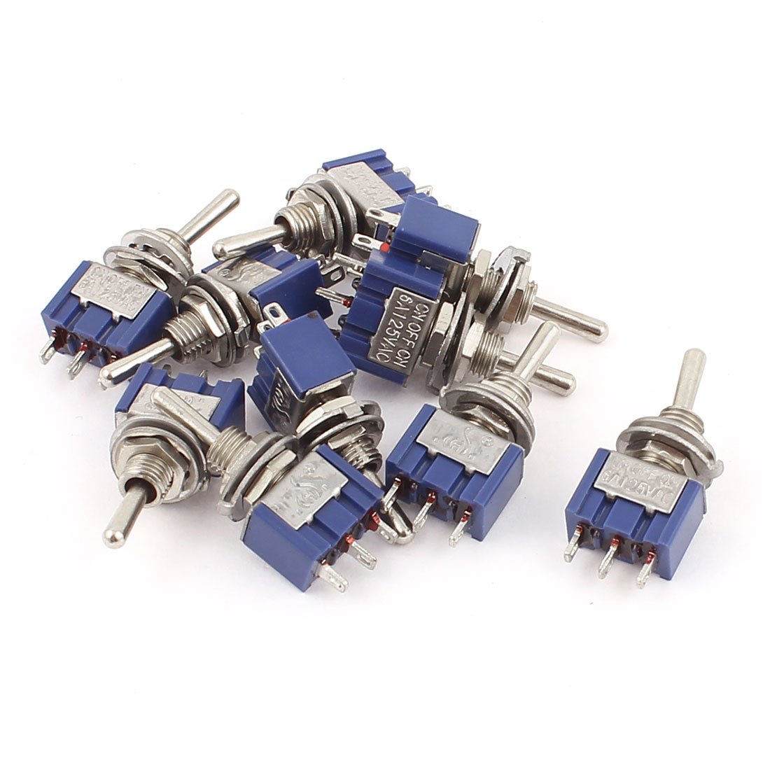 Sourcingmap 125V 6A SPDT ON Off ON 3 Terminals Mini Toggle Switch 10 Pcs