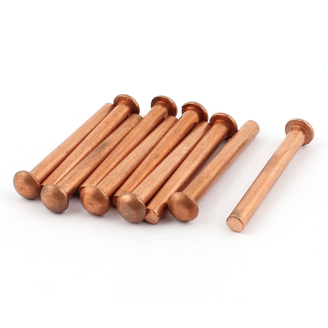 sourcing map 10 Pcs 1/4" Dia. 2" L Shank Copper Round Head Solid Rivets Fasteners