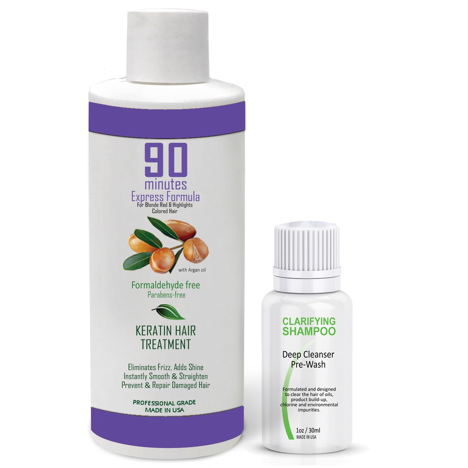 90 MINUTES Purple Brazilian Keratin Hair Treatment for BLONDE Hair, Most Hair Types Formaldehyde-Free Rich Complex of Protein Blends & Argan Oil Instant Results Shiny Soft Straight Hair for months