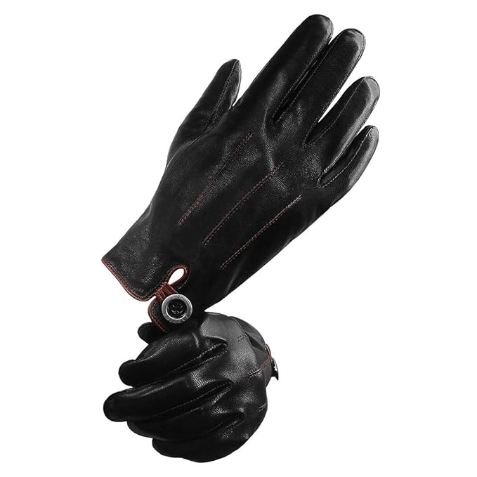 Lethmik Mens Genuine Leather Gloves Winter Touchscreen Stylish Warm Driving Gloves
