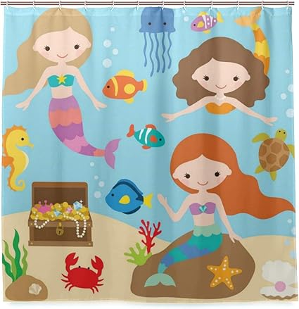 Amazon Wotaka シャワーカーテン かわいい小さな人魚のベクトルイラスト 防水 浴室 お風呂 バスカーテン 洗面所 間仕切り 目隠し用 Hdデジタル印刷 取付簡単 1 180cm シャワーカーテン ホーム キッチン オンライン通販