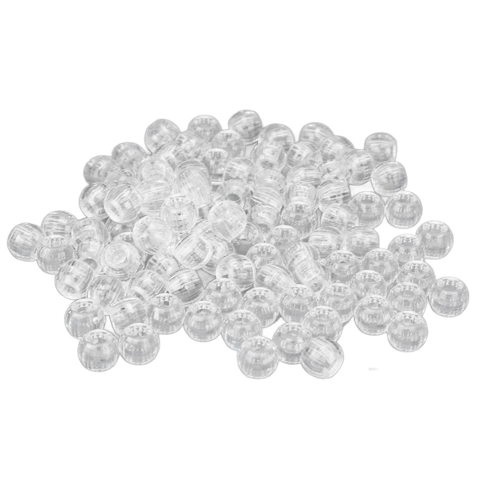 100pcs Hair Braiding Beads Plastics Large Hole Section 12mm Dreadlocks Hair Braid Beads (Transparent)