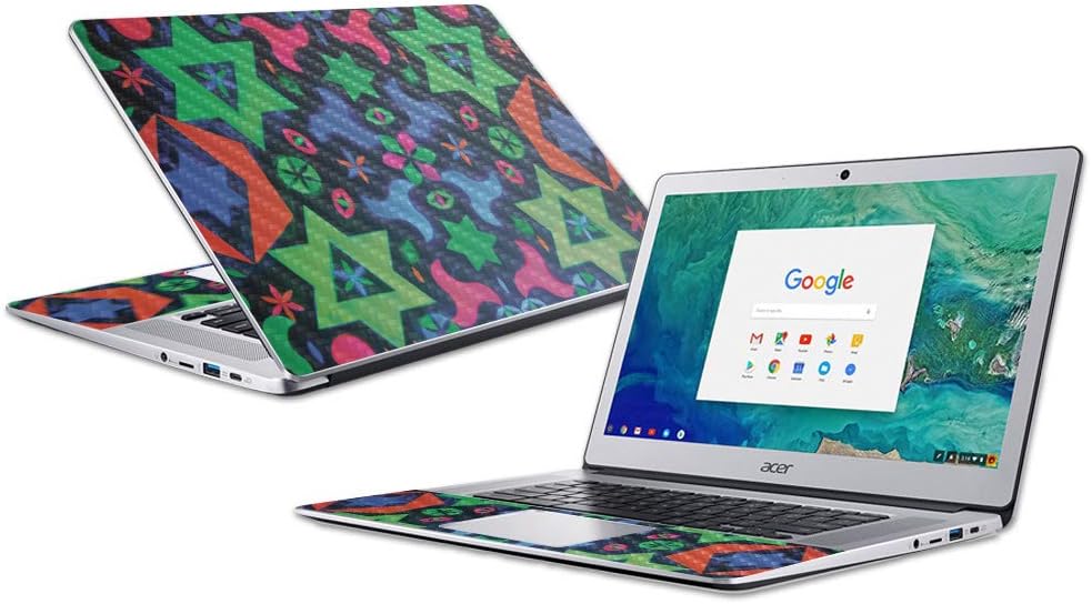 MightySkins Carbon Fiber Skin for Acer Chromebook 15” (2018) - Geometric Rave | Protective, Durable Textured Carbon Fiber Finish | Easy to Apply, Remove, and Change Styles | Made in The USA