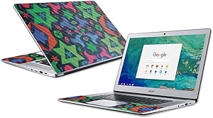 MightySkins Carbon Fiber Skin for Acer Chromebook 15” (2018) - Geometric Rave | Protective, Durable Textured Carbon Fiber Finish | Easy to Apply, Remove, and Change Styles | Made in The USA