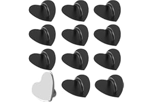 Amabro 12PCS Phone Holder Heart Phone Ring, Self-Adhesive Cell Phone Hook Cell Phone Charm Hook for Cell Phone Tablet DIY Accessories(Black)