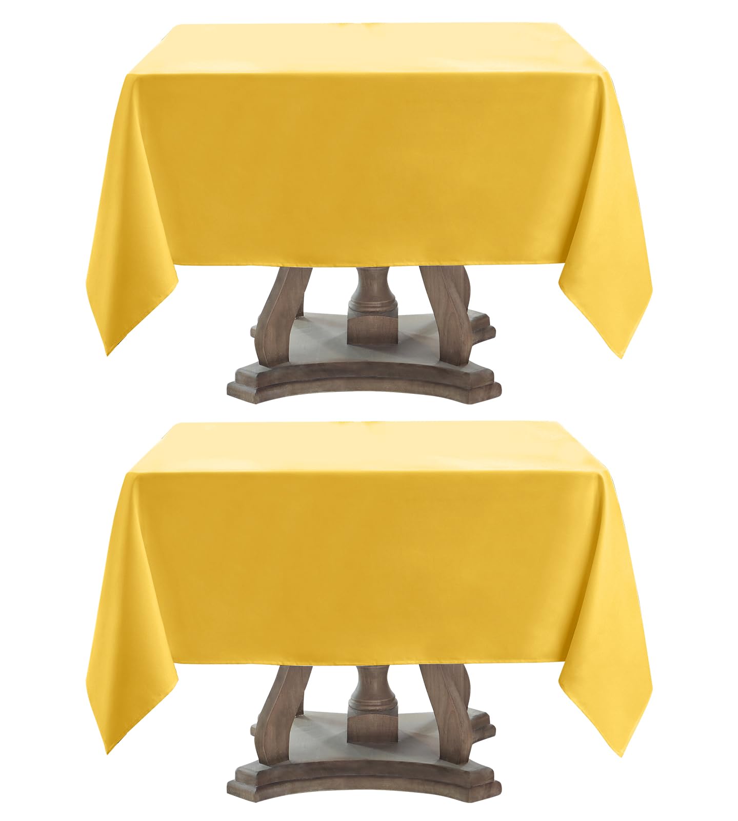 Aocoz Square Tablecloth 52 x 52 Inch Yellow Tablecloths Stain-Wrinkle Resistant Washable Polyester Table Cloths for Holiday, Buffet Parties, and Weddinge 2pack