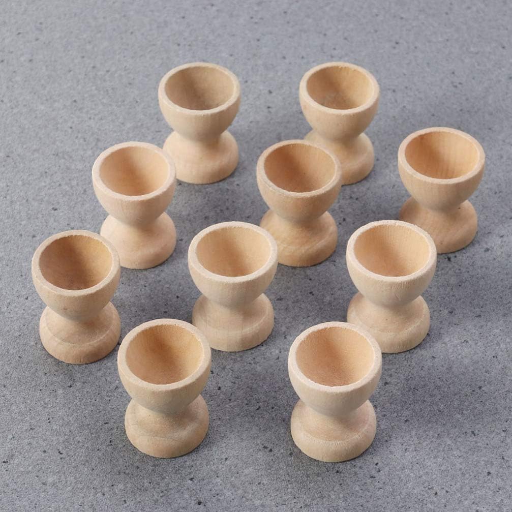 Amosfun 20Pcs Wooden Egg Cup Holders DIY Blank Unfinished Wooden Egg Stands Early Education Preschool Toys for Kids Craft Easter Birthday Baby Shower Party Supplies - Image 3