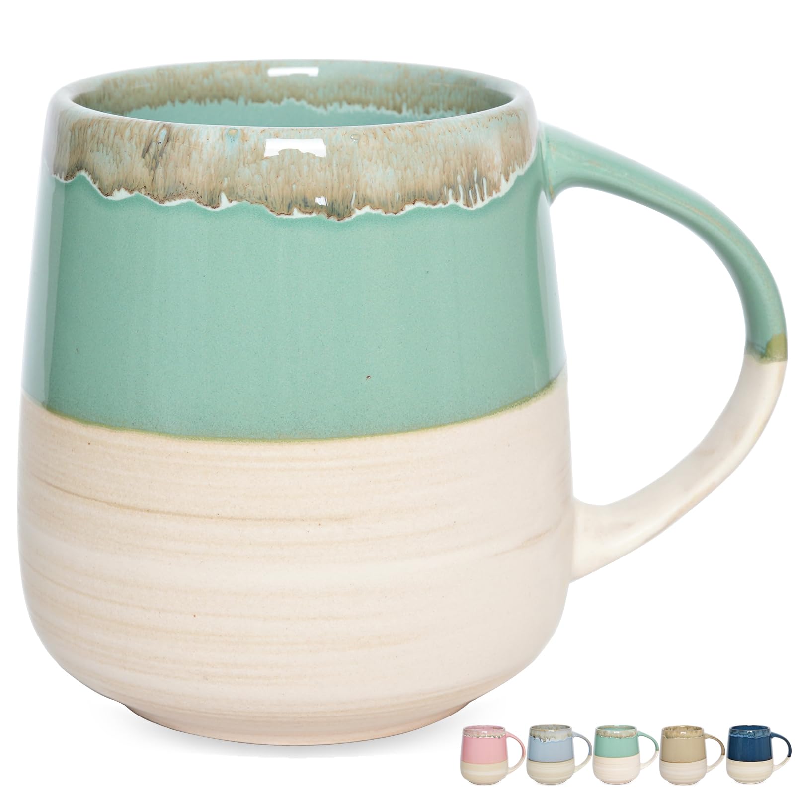 Photo 1 of **DANAGED**
Bosmarlin Extra Large Ceramic Coffee Mug, 23 Oz, Dishwasher and Microwave Safe, Oversized Big Tea Cup, Reactive Glaze (Green)