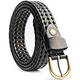 ECHAIN Women's Braided Genuine Real Leather Narrow Belt Adjustable Casual Waist Strap for Jeans Dresses Everyday Outfits
