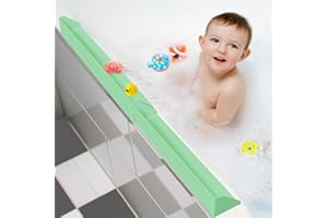Resseor Splash Guard for Bathtub, 3.8" x 3.6" Silicone Bath Tub Splash Guard with 6 Suction Cups, Bathtub SplashGuard Play Shelf Area for Kids with 3°Drainage Slope for Faster Drying - 2 Packs Green