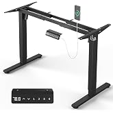330 lbs Capacity Dual Motor Electric Height Adjustable Standing Desk Frame | Sit Stand up Desk Legs Base Workstation for 41.4&rdquo; to 70.8&rdquo; Desktop, Anti-Collision Function, 2 Hooks, Black Frame Only