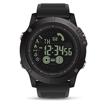 ZNSB Mens Sports Smartwatch Waterproof IP67 Bluetooth SMS Call Remote Camera Calorie Counter Pedometer Watch for Android iPhone,Black
