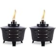 TIKI Brand Mini Pit Table Torch 2-Pack, Tiki Patio, tiki Table Torch, Backyard, and Lawn, Mini Fire Pit, Outdoor Table, Black, 1123119