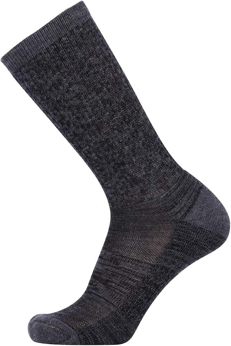 EnerWear 4 Pack Women's Merino Wool Outdoor Hiking Trail Crew Sock (US Shoe Size 4-10, Black Stripe/Dark Grey/Multi): Clothing
