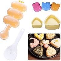 7 Pcs Sushi Maker Tool Set 1 Rice Ball Mold 2 Size Triangle Sushi Mold 3pack Animal Rice Decorating Mold and 1 Piece…