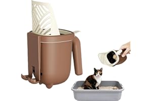 Shoyisenka Cat Litter Scooper with Holder, 2 in 1 Pelle Litiere Pour Chat with Holder for Bin Bag, Hanging Litter Sifter Tray