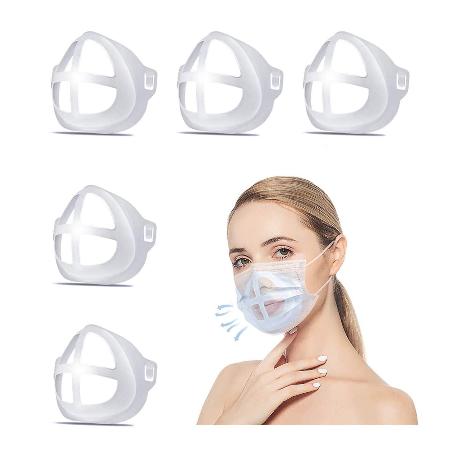 5PCS 3D Mask Bracket Inner Support Frame-Nasal Mask Pad-Mouth and Nose Protection Lipstick Protection Bracket,Washable and Reusable,Create More Space