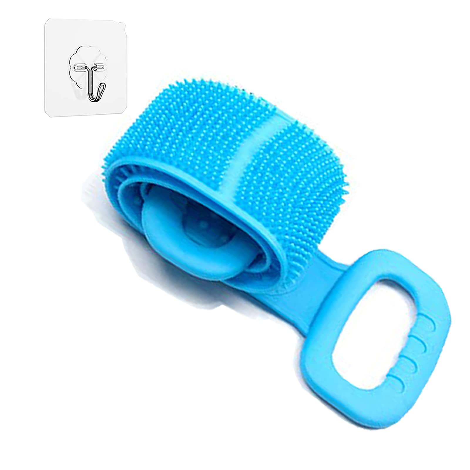 [80cm] Upgrade Silicone Back Scrubber for Shower, Non-Slip Handle Silicone Bath Body Brush, Extra Long Dual Sided Exfoliating Belt with Wall Hook, for Men/Women Deep Clean SPA Skin Care