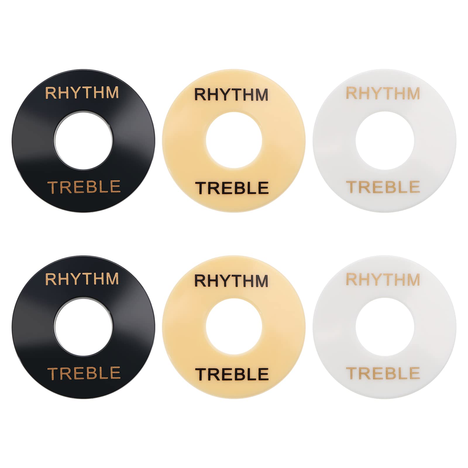 YINETTECH 6Pcs Guitar Toggle Switch Plates - Black, White, Cream - Plastic - Screw Terminal - OFF-NONE-ON Operation - Panel Mount