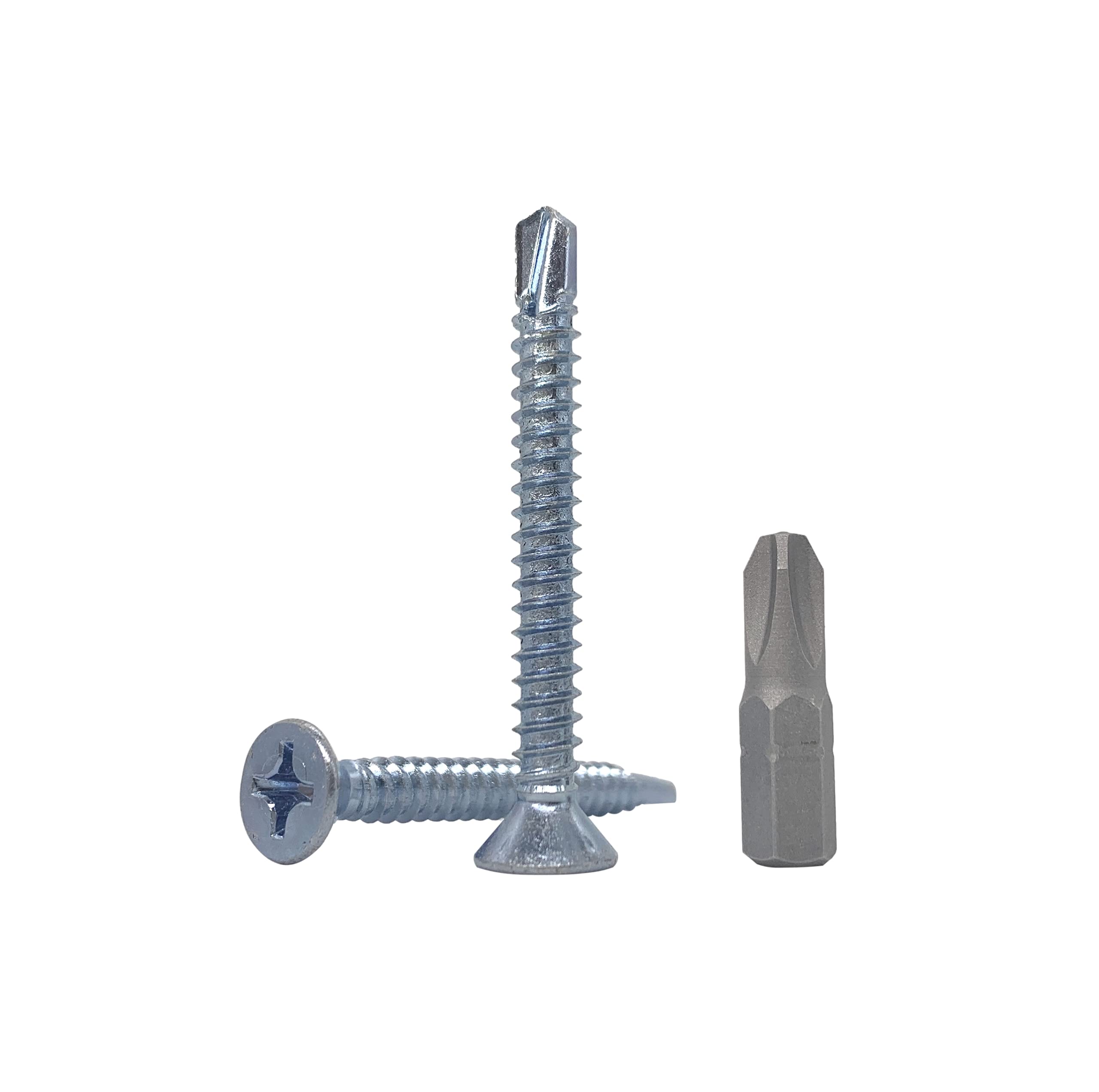 (Pack of 40 pcs) DIN 7504 P Zinc Plated Steel 5.5 x 50 mm Screws, Self-Drilling Sheet Metal Screw, (PH) Phillips Countersunk Head, Self Tapping (40, 5.5 x 50 mm)