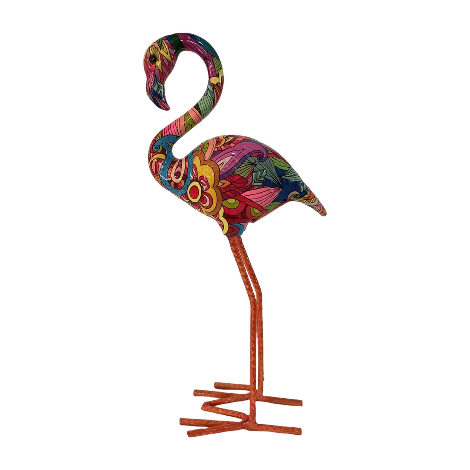 Qianly Flamingo Garden Statue Bird Sculpture Indoor Outdoor Lawn Home Ornament Resin Figurine for Porch Decoration Summer Window, B
