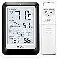 Indoor Outdoor Thermometer Hygrometer Wireless Weather Station, Temperature Humidity Monitor Battery Powered Inside Outside Thermometers with 330ft Range Remote Sensor(Black)