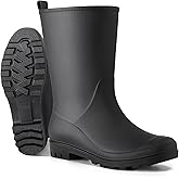 Asgard Women's Mid Calf Rain Boots Waterproof Garden Rubber Boots, Black EU 39