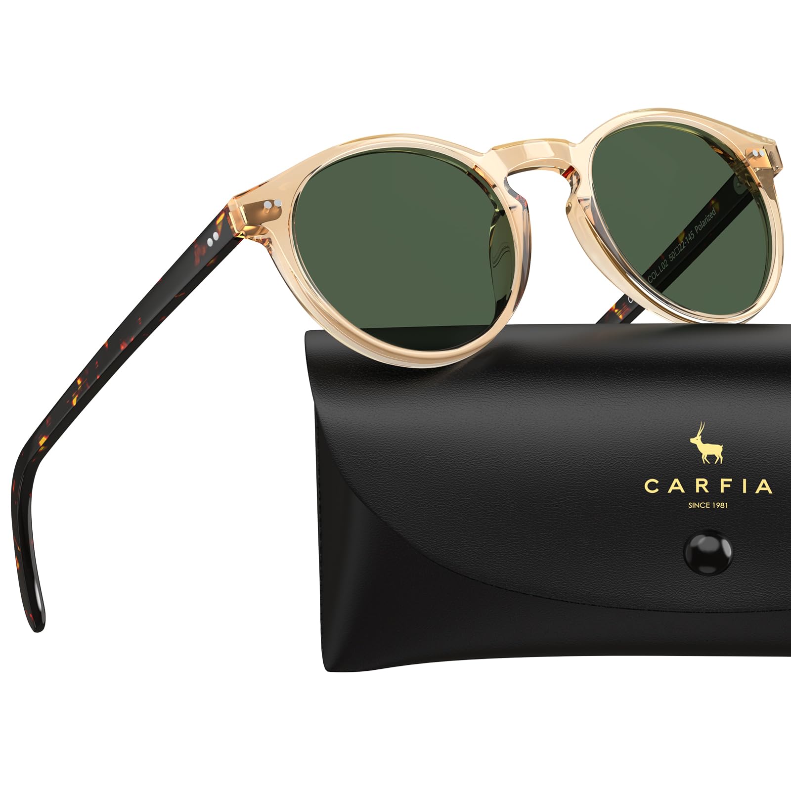CARFIA Retro Round Polarized Mens Sunglasses UV Protection Acetate Frame CA5289L