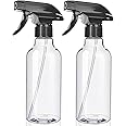 Uineko Spray Bottles 2-Pack, 10 Oz, Mist & Stream, Heavy Duty Spraying Empty Water Sprayer Bottle, BPA Free Plastic Refillable Containers for Cleaning Solutions, Plants, Hair, Essential Oils (Clear)