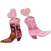 Western Earrings Acrylic Cowgirl Cowboy Drop Dangle Earrings Country Let’s Go Hat Earring for Women