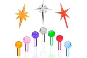 KonohaELF®Globe Pinlites Bulbs for Replacement Ceramic Christmas Tree- Round Faceted Globe Lights Ornaments, Crystal Clear (140 Pack ＆3 Plastic Topper)