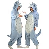 ABPTBAZ Dinosaur Costume Adult, Dinosaur Onesie Adult Triceratops Animal Cosplay Pajamas for Women men