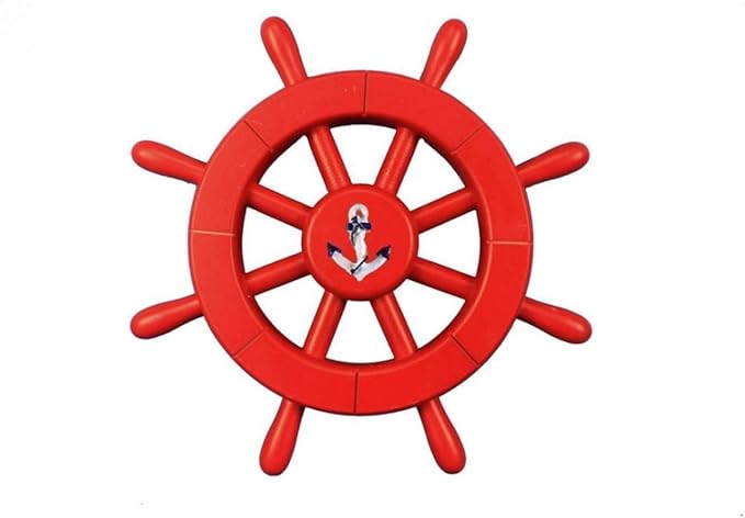 Hampton Nautical Timón de Barco rústico Decorativo con Ancla, de Madera