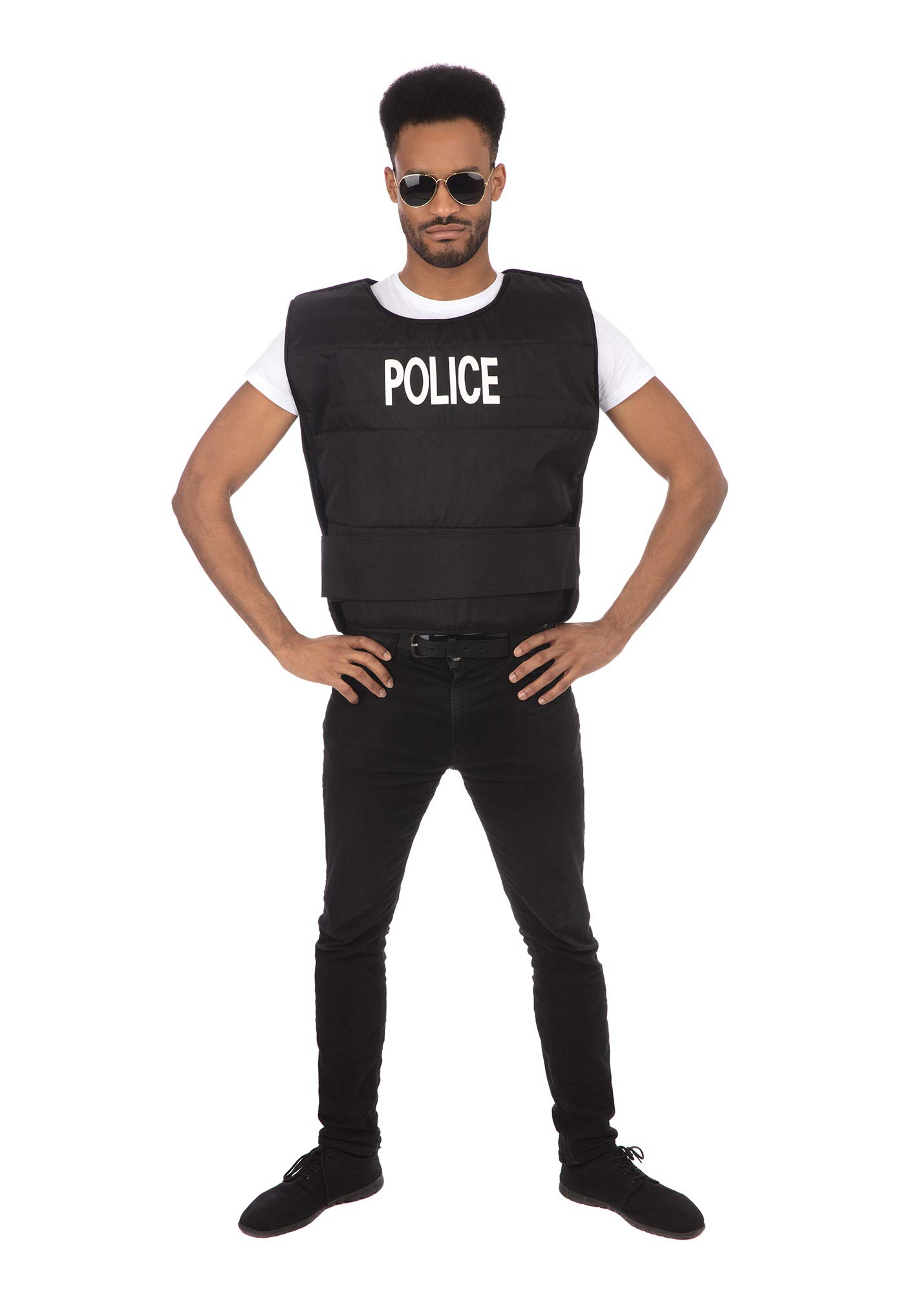Bristol Novelty CA0012 Police Vest, Men, Women, Black Halloween