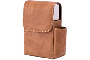 Boshiho PU Leather Cigarette Case with Lighter Holder Tobacco Pouch Best Gift for Men Women (Brown)