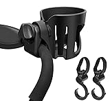 Pram Cup Holder, VDROL Stroller/Pushchair Cup Holder with 2 Hooks, Universal Bab