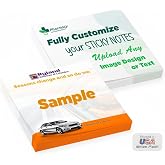 Personalized Sticky Notes 3" x 3" with Text or Logo, Custom Note Pads, 25 Sheets 250 Pack Adhesive Notepad, to Do List Memo Pads, for Office, School, Business Marketing or Party Supplies, 250 Qty