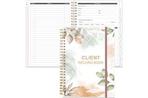 Heveboik Client Record Book - Hair Stylist Client Profile Book-Binder and Client Record Cards with A-Z Alphabetical Tabs for Salons, Hair Stylist, Nail, Small Business, Rose Leaf