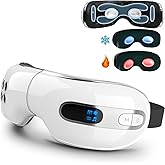 fmlave Eye Massager with Heat and Cooling for Migraines, Dry Eyes, Dark Circles, Rechargeable Bluetooth Music Cold Heated Eye Massager Improve Sleeping - Gifts for Women and Men (White)