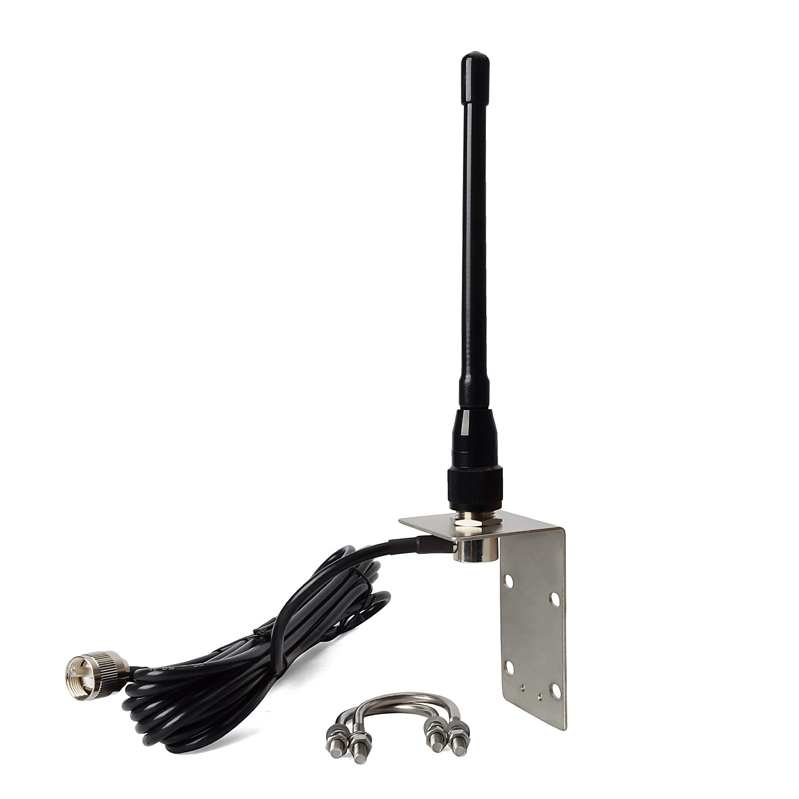 UAYESOK VHF Marine Antenna Base Rubber 156-163Mhz Aerial with 5m RG-58 Cable PL259 Connector W/Stainless Steel L-bracket&U-bolts