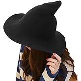 Pordsioc Felt Witch Hat - Foldable Wool Knit Witch Hat