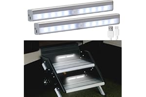 CCBASEBALL Motion Activated RV Step Lights, 10 LED USB Rechargeable RV Motion Sensor Led Light Strip, Wireless Magnetic Camper Step Lights Bar for Motorhome Travel,Travel Trailers, Camper (2 Pack)