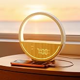 Vivilumens Alarm Clock with Sound Machine &amp; Sunrise Lamp for Heavy Sleepers | Natural Gentle Wake Up Light with 20 Soothing Sleep Sounds, Digital Clock, Touch Control Light, Timer,Dual Alarms for Bedroom