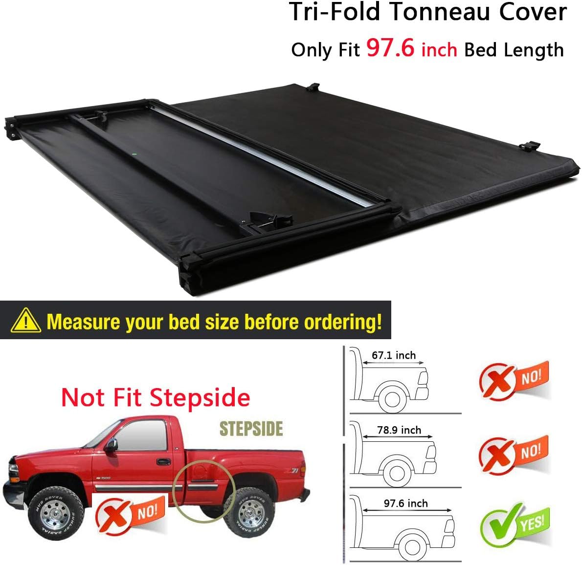 Amazon Com Raftudrive Assembly Lock Tri Fold Tonneau Cover Fit 2015 2019 Ford F150 8 Ft 97 6 Inch Bed Not Fit 5 5 Ft And 6 5 Ft Bed Automotive
